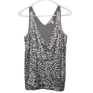 Banana Republic Metallic Silver Sequined Tank, Small